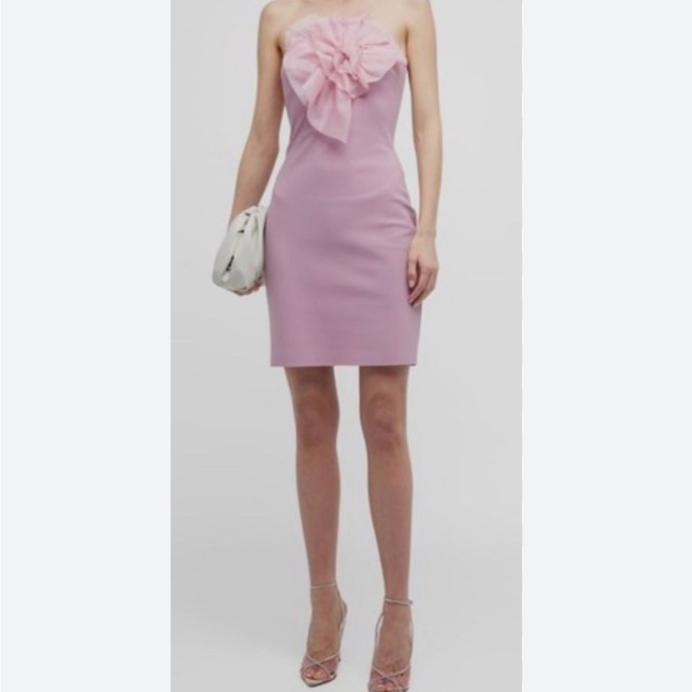 Chiara Boni Women's Pink Malva Strapless Ruffle Mini Dress